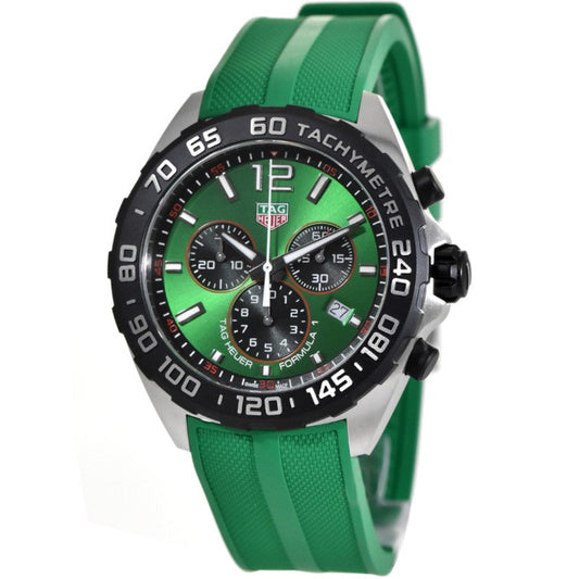 Tag Heuer Formula 1 Chronograph Green Dial Green Rubber Strap Watch for Men - CAZ101AP.FT8056