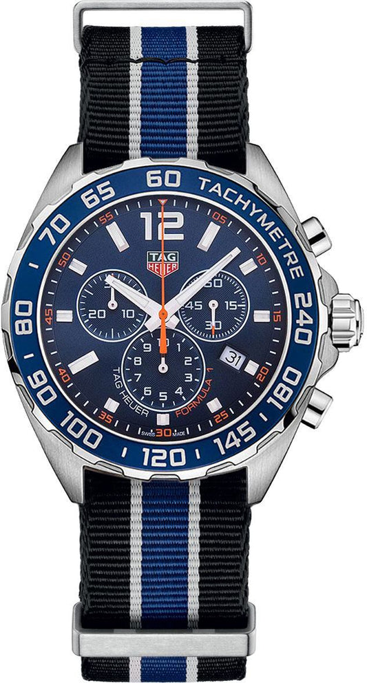 Tag Heuer Formula 1 Chronograph Blue Dial Two Tone NATO Strap Watch for Men - CAZ1014.FC8197
