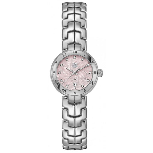 Tag Heuer Link Diamonds Pink Dial Silver Steel Strap Watch for Women - WAT1415.BA0954