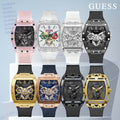 Guess Sporting Limited Edition Black Dial Pink Rubber Strap Watch for Women - GW0032G1