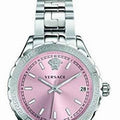 Versace Hellenyium Pink Dial Silver Steel Strap Watch for Women - V12010015