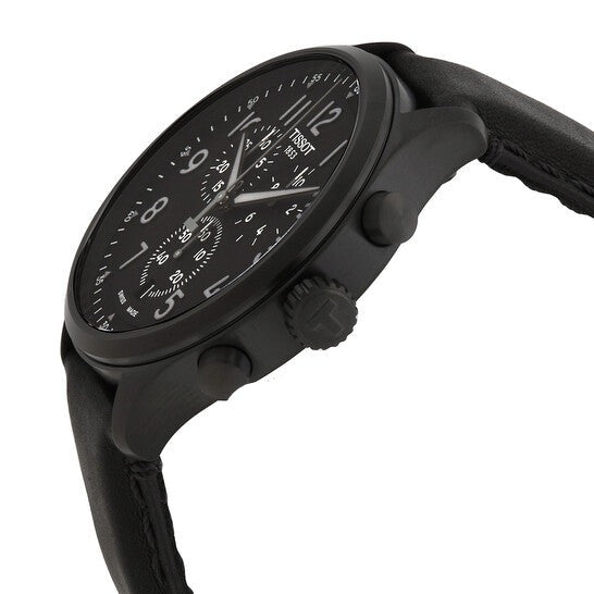 Tissot Chrono XL Vintage Black Dial Black Leather Strap Watch For Men - T116.617.36.052.00