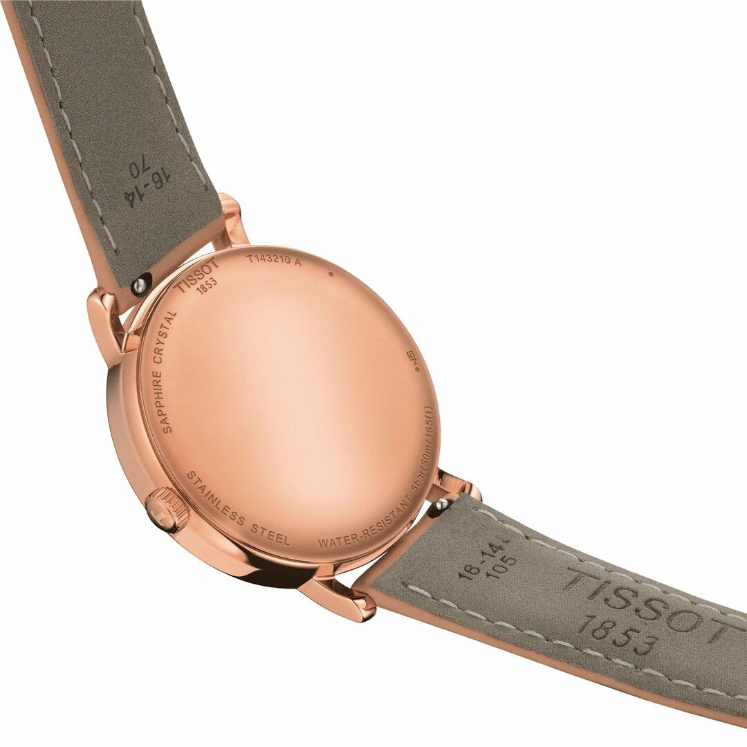 Tissot Everytime Lady Rose Gold Plated Leather Strap Watch for Women - T143.210.36.011.00