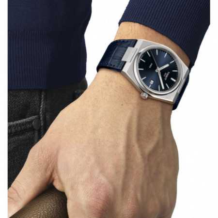 Tissot PRX Quartz Blue Dial Blue Leather Strap Watch for Men - T137.410.16.041.00