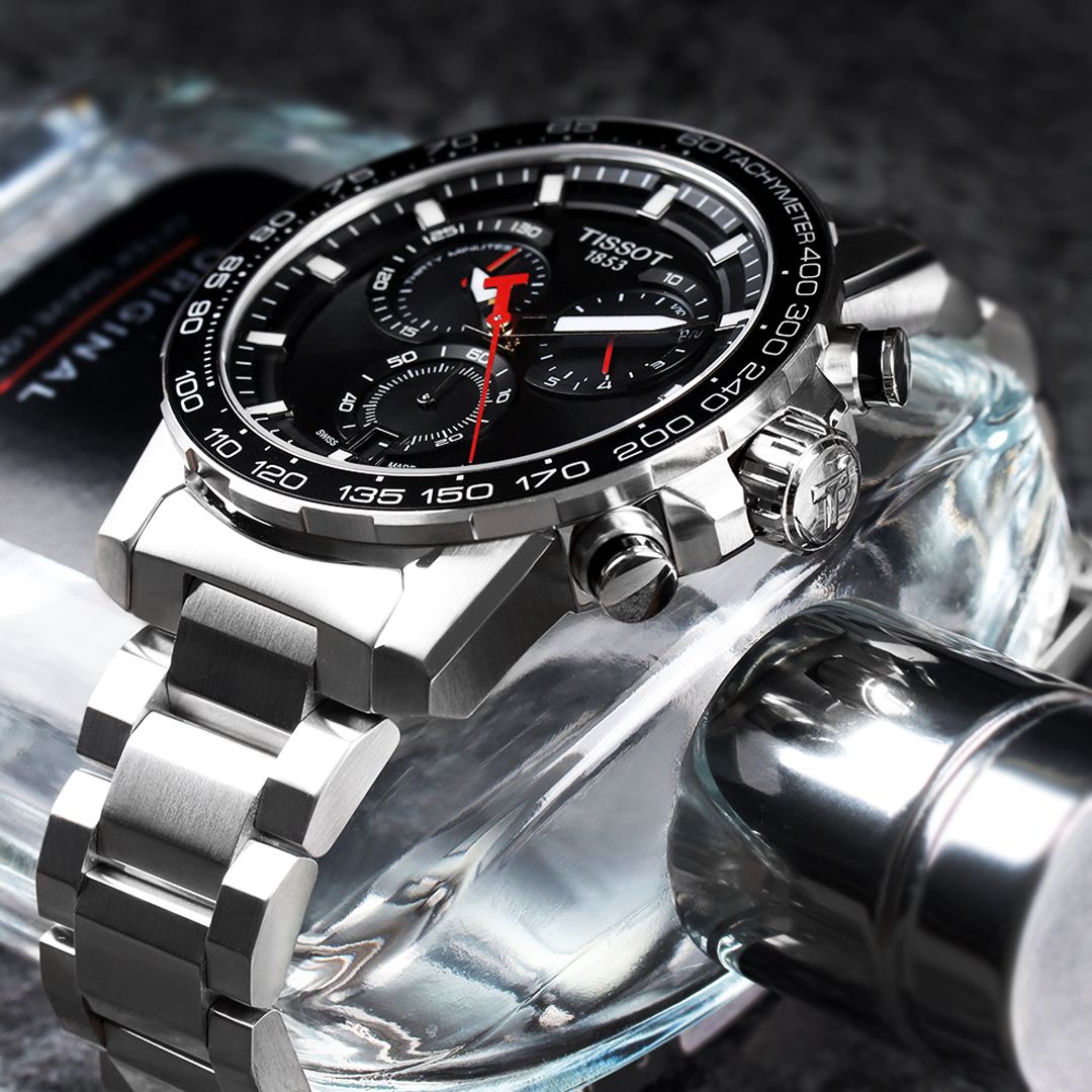 Tissot Supersport Chrono Black Dial Silver Steel Strap Watch For Men - T125.617.11.051.00