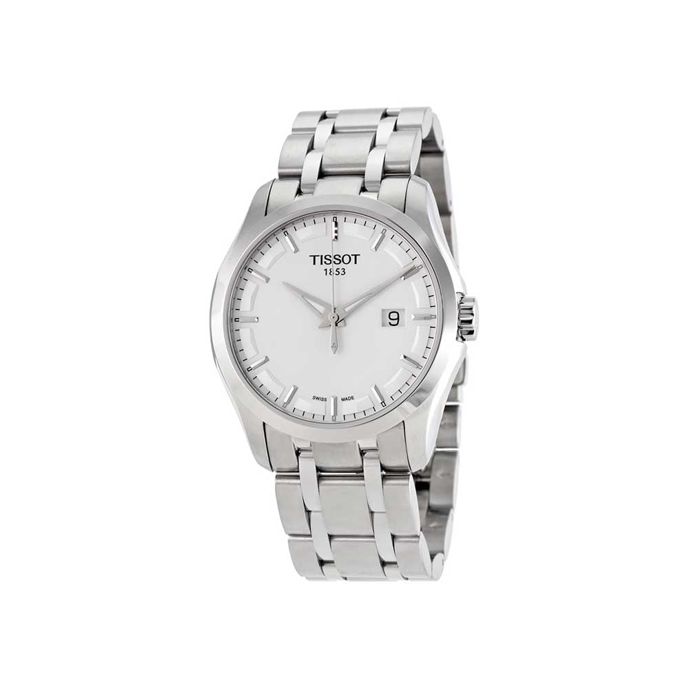 Tissot T Trend Couturier Chronograph White Dial Silver Steel Strap Watch For Men - T035.410.11.031.00