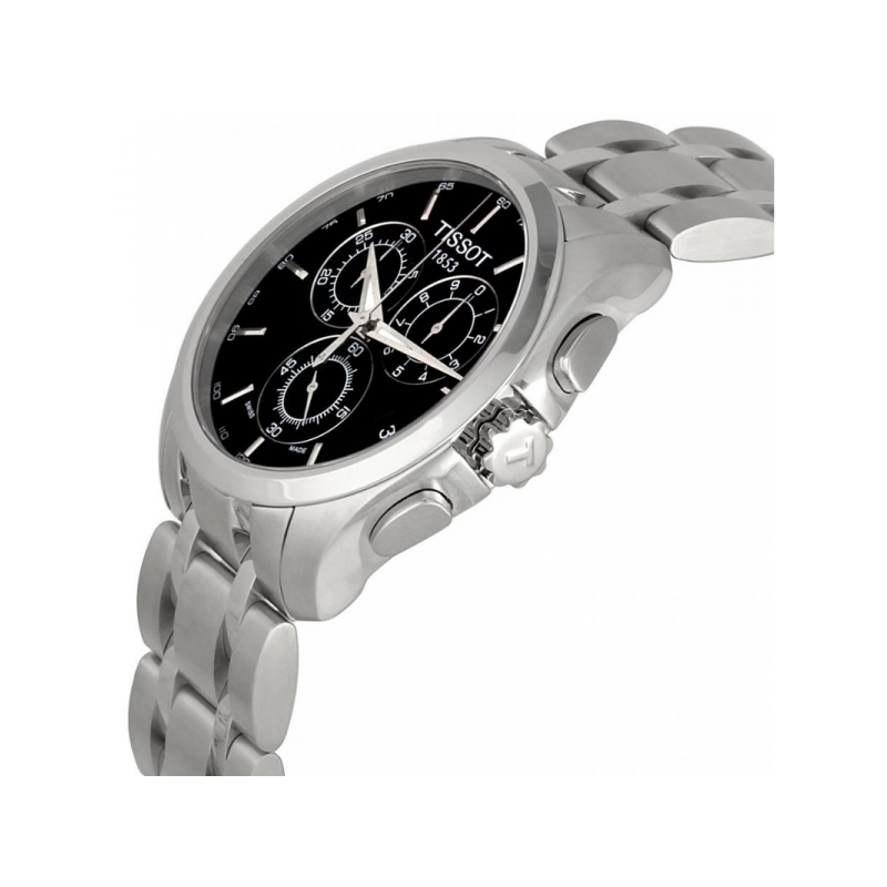 Tissot Couturier Chronograph Black Dial Silver Steel Strap Watch For Men - T035.617.11.051.00