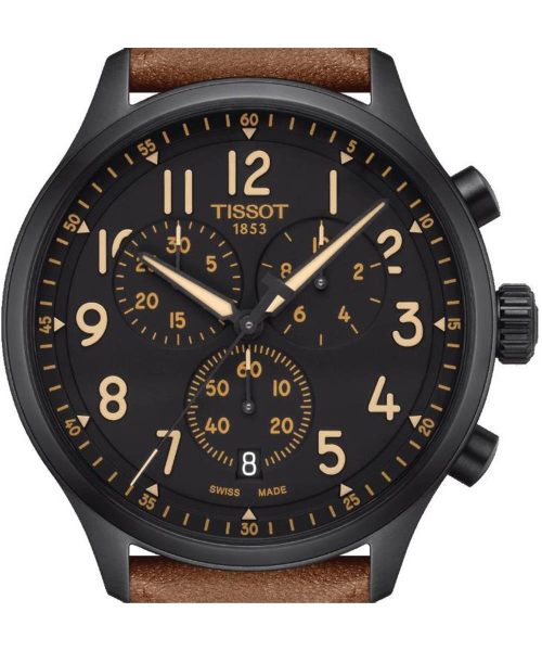 Tissot Chrono XL Quartz Black Dial Brown Leather Strap Watch For Men - T116.617.36.052.03