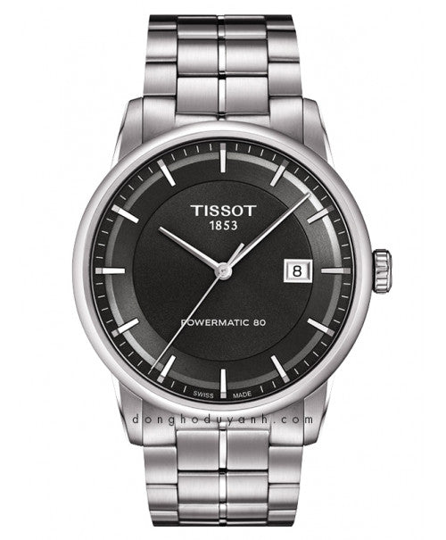 Tissot Luxury Powermatic 80 Grey Dial Silver Steel Strap Watch for Men - T086.407.11.061.00