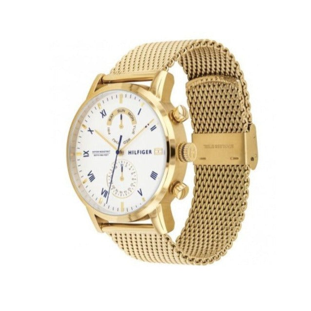 Tommy Hilfiger Kane White Dial Gold Mesh Bracelet Watch for Men - 1710403