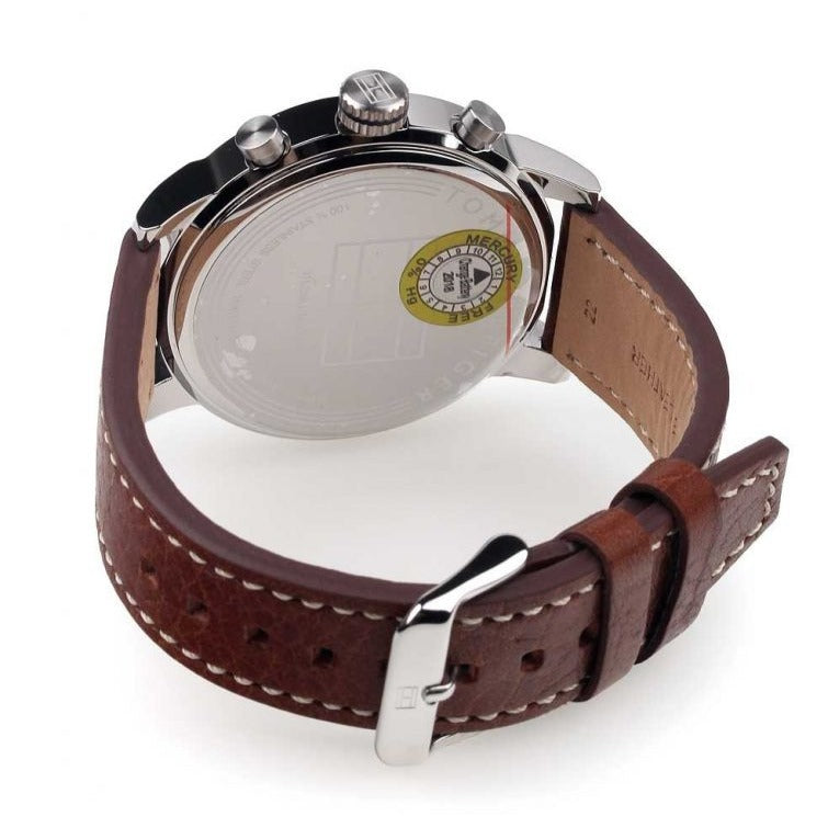 Tommy Hilfiger Jake Multifunction White Dial Brown Leather Strap Watch for Men - 1791230