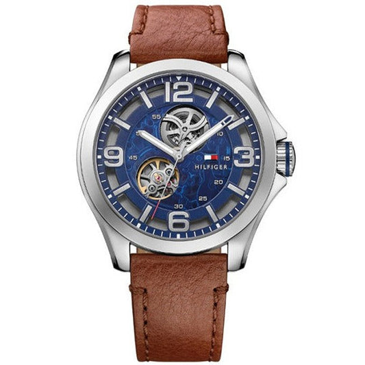 Tommy Hilfiger Bruce Analog Blue Dial Brown Leather Strap Watch for Men - 1791278