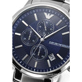 Emporio Armani Renato Chronograph Blue Dial Silver Steel Strap Watch For Men - AR11164