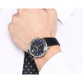 Emporio Armani Aviator Blue Dial Black Leather Strap Watch For Men - AR11105