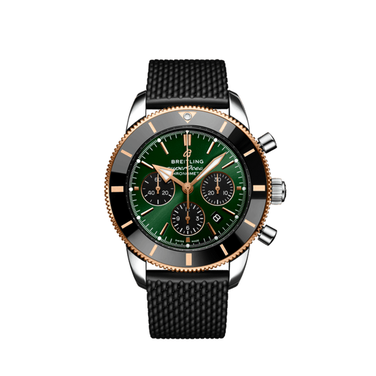 Breitling Superocean Heritage B01 Chronograph 44 Limited Edition Green Dial Black Mesh Bracelet Watch for Women - UB01622A1L1S1