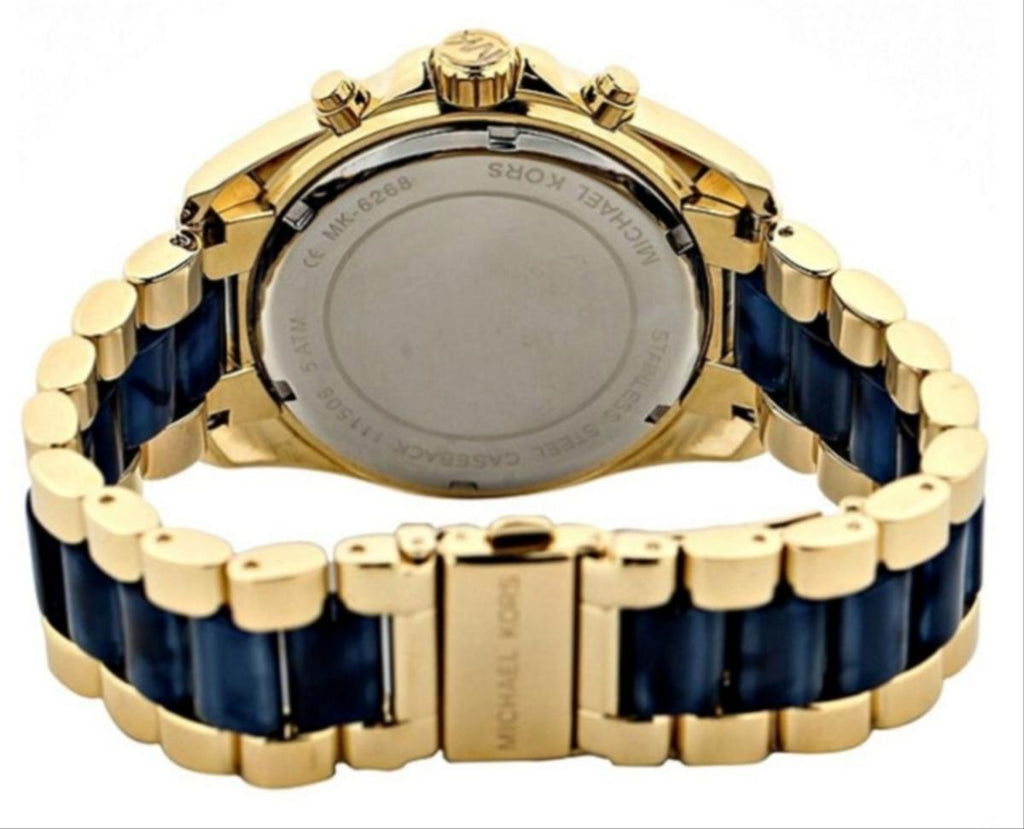 Michael Kors Bradshaw Navy Blue Dial Two Tone Steel Strap Watch for Women - MK6268