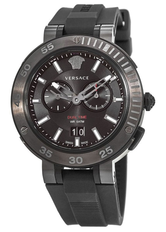 Versace V Extreme Chronograph Black Tone Dial Black Rubber Strap Watch for Men - VCN020017