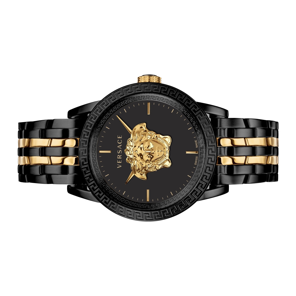 Versace Palazzo Empire Black Dial Two Tone Steel Strap Watch for Men - VERD01119