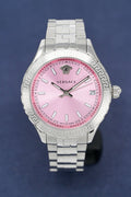 Versace Hellenyium Pink Dial Silver Steel Strap Watch for Women - V12010015