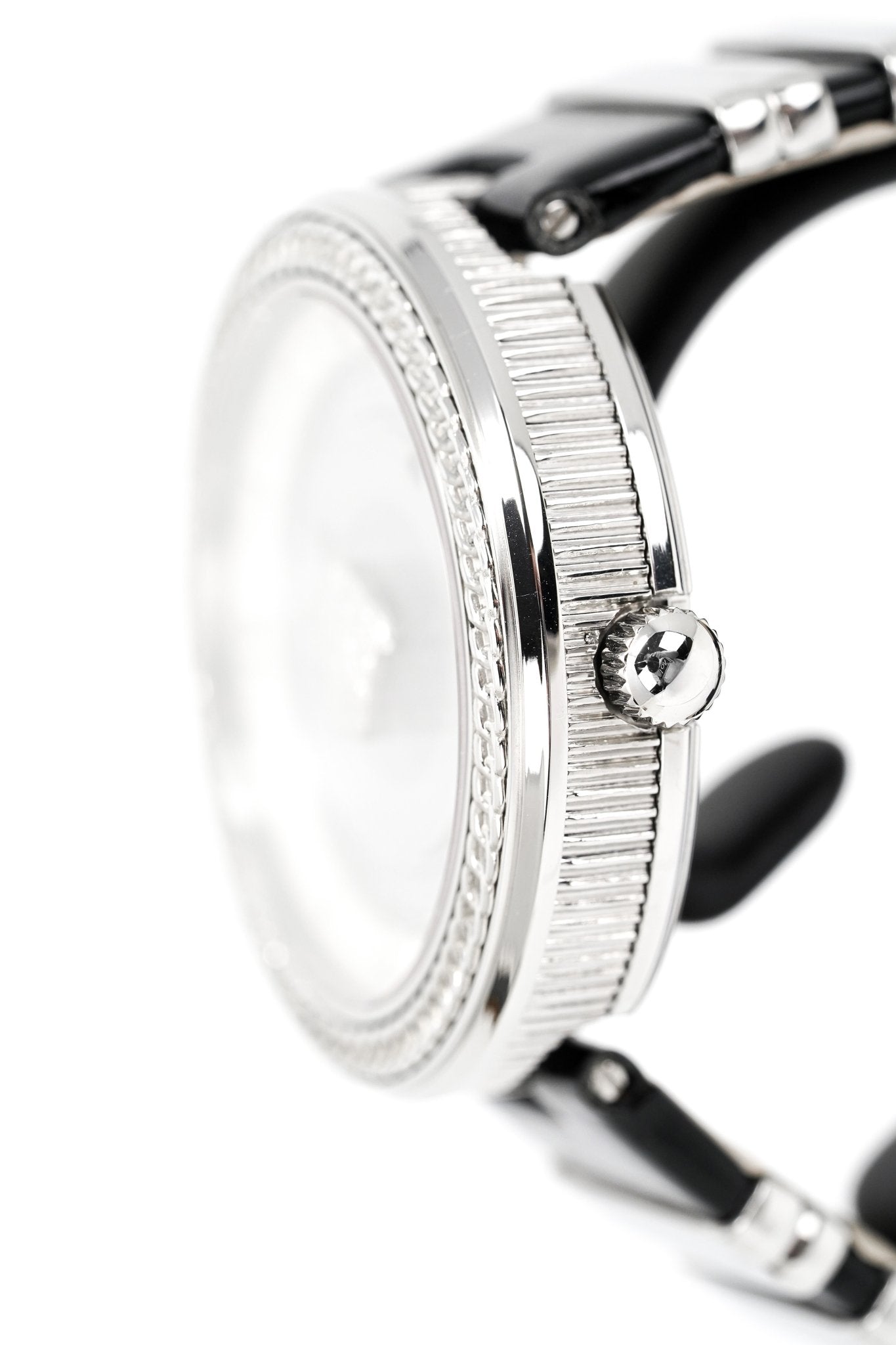 Versace V Metal Icon Silver Dial Black & Silver Strap Watch for Women - VLC010014