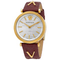Versace V-Twist Silver Dial Red Leather Strap Watch for for Women - VELS00519