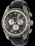 Versace V Ray Chronograph Grey Dial Black Leather Strap Watch for Men - VDB020014