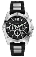 Guess Intrepid Chronograph Black Dial Two Tone Steel Strap Watch for Men - W0167G1