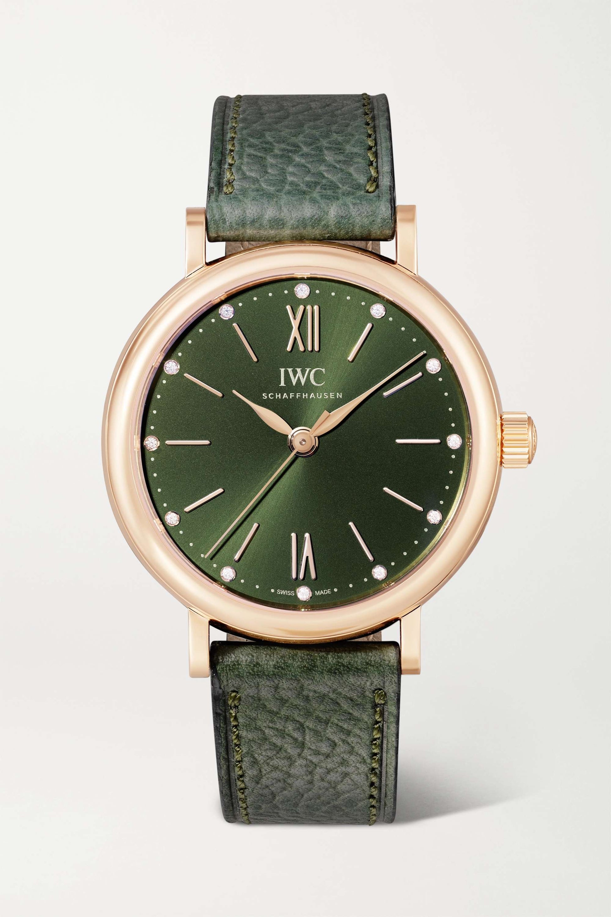 IWC Portofino Automatic Green Dial Green Leather Strap Watch for Women - IW357415
