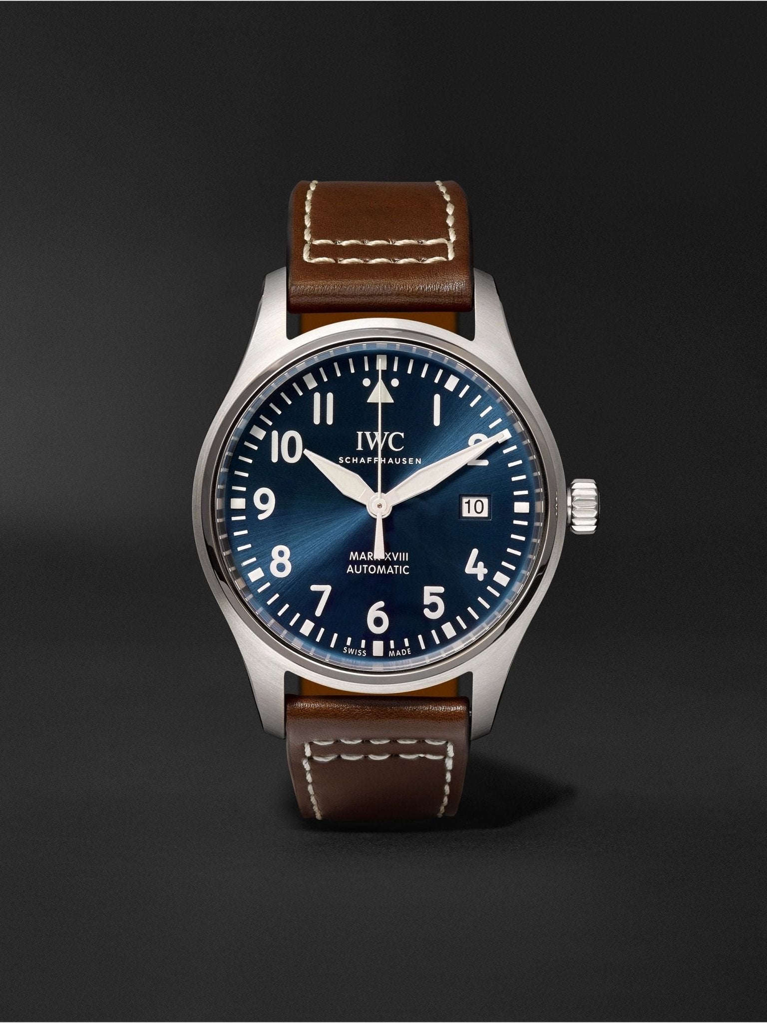IWC Pilot's Mark XVIII Le Petit Prince Blue Dial Brown Leather Strap Watch for Men - IW327004