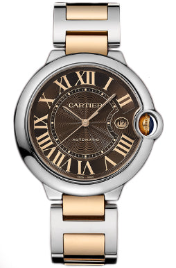 Cartier Ballon Bleu de Cartier Brown Dial Two Tone Steel Strap Watch for Men - W6920032