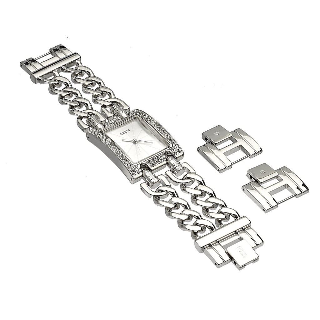 Guess MOD Heavy Metal Silver Dial Silver Steel Strap Watch for Women - W95088L1