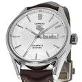 Tag Heuer Carrera Calibre 5 Automatic White Dial Brown Leather Strap Watch for Men - WAR201B.FC6291