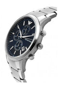 Emporio Armani Renato Chronograph Blue Dial Silver Steel Strap Watch For Men - AR11164