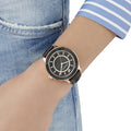 Swarovski Octea Lux Black Dial Black Leather Strap Watch for Women - 5414410