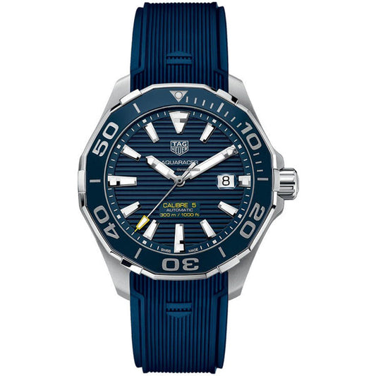 Tag Heuer Aquaracer Calibre 5 Automatic Blue Dial Blue Rubber Strap Watch for Men - WAY201B.FT6150