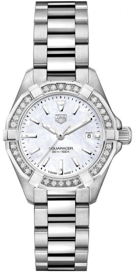 Tag Heuer Aquaracer Quartz Diamonds Mother of Pearl Dial Silver Steel Strap Watch for Women - WBD131C.BA0748