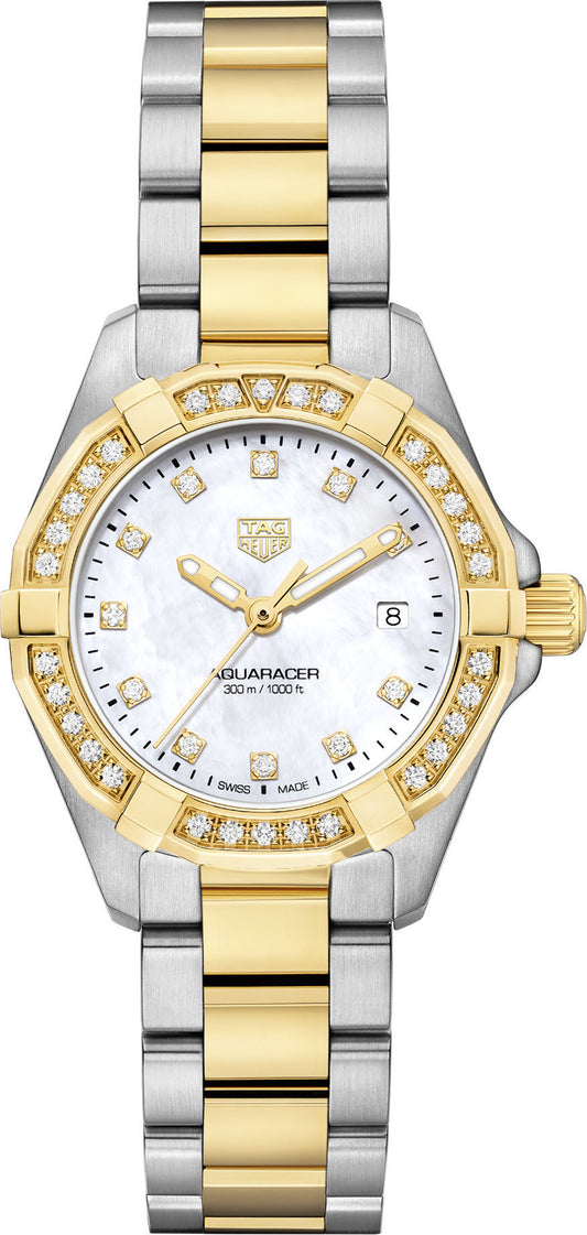 Tag Heuer Aquaracer Quartz Diamonds Mother of Pearl Dial Two Tone Steel Strap Watch for Women - WBD1423.BB0321