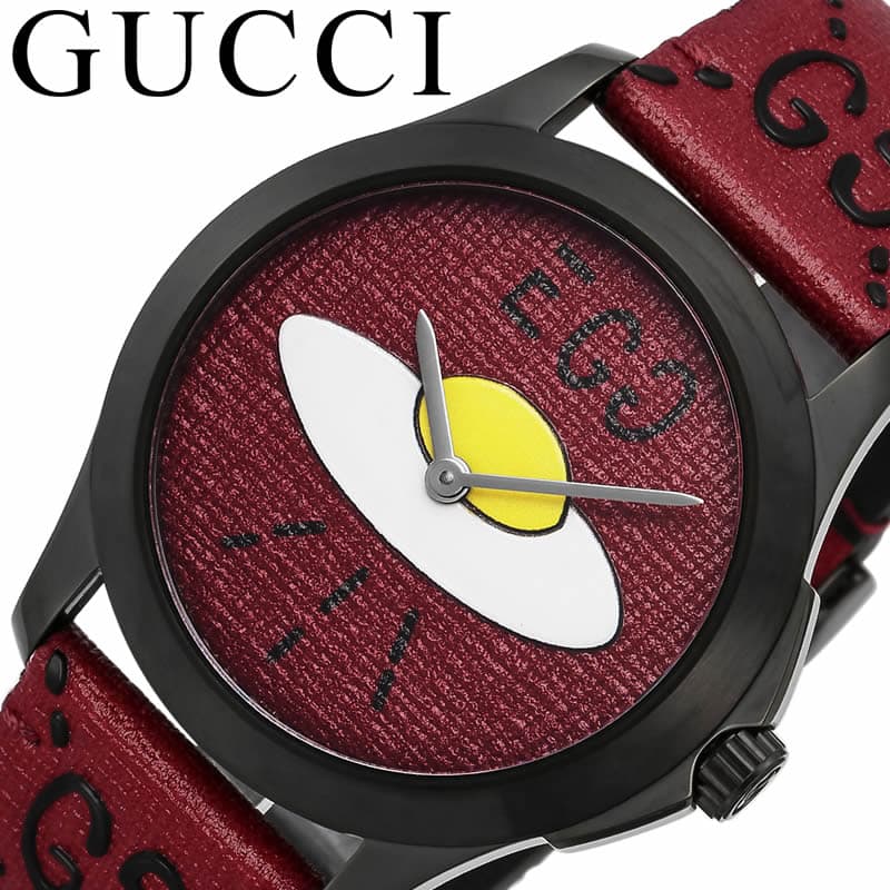 Gucci G Timeless Ghost UFO Red Dial Red Leather Strap Watch For Men - YA1264023