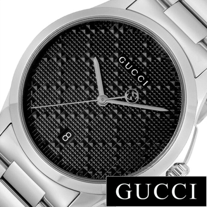 Gucci G Timeless Black Dial Silver Steel Strap Watch For Men - YA126460