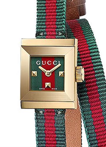 Gucci G Frame Red and Green Dial Red and Green Nylon Strap Watch For Women - YA128527