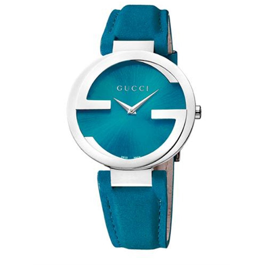 Gucci Interlocking G Quartz Blue Dial Blue Leather Strap Watch For Women - YA133315