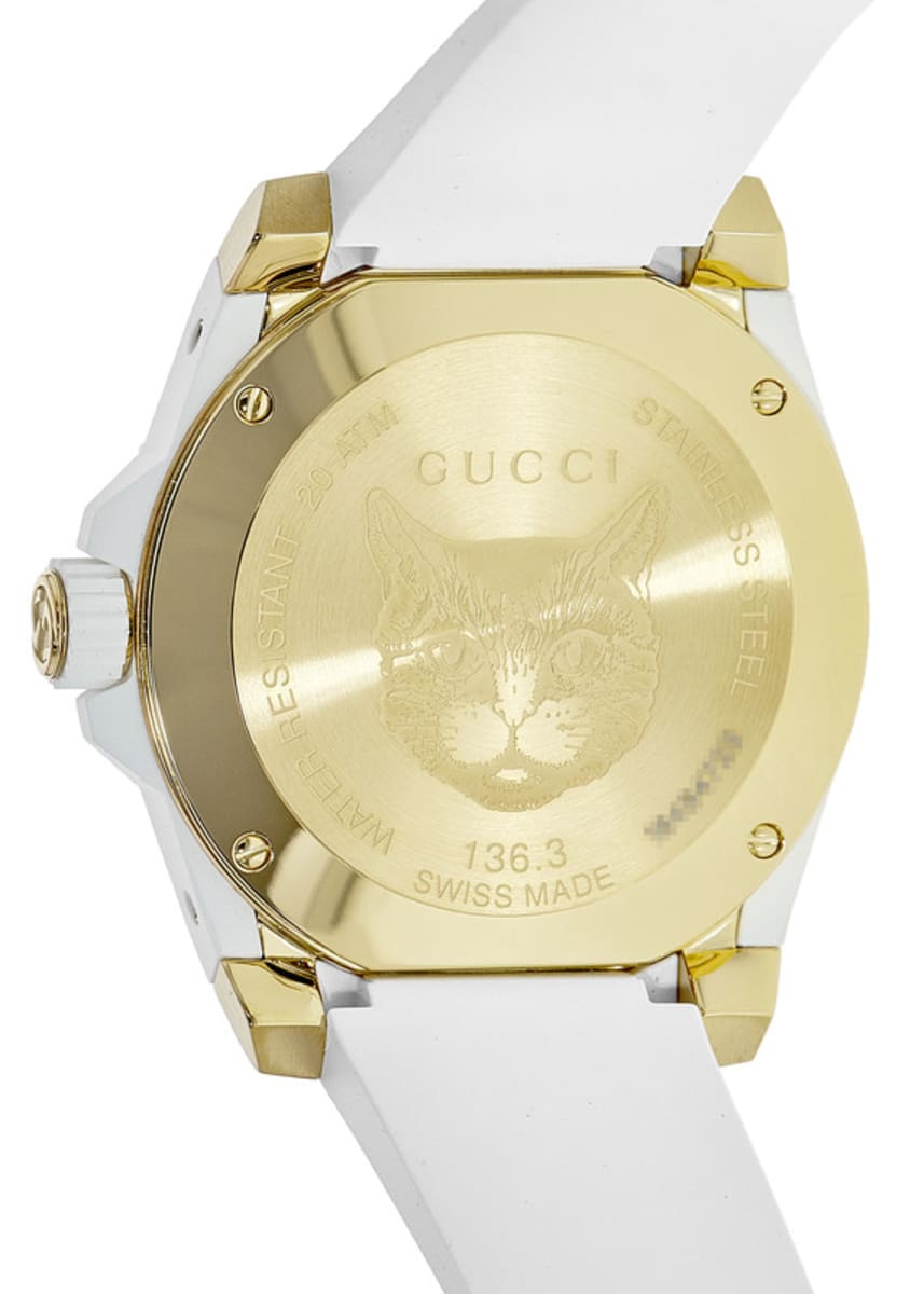 Gucci Dive White Dial White Rubber Strap Unisex Watch - YA136322