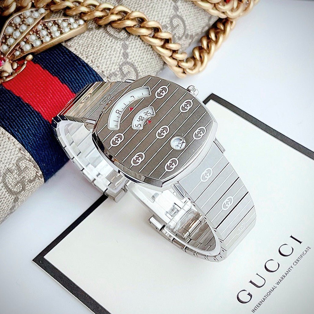 Gucci Grip Silver Dial Silver Steel Strap Watch For Women - YA157401