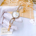 Bulova Crystal Collection Mother of Pearl Dial Gold Steel Strap Watch for Women - 98L225