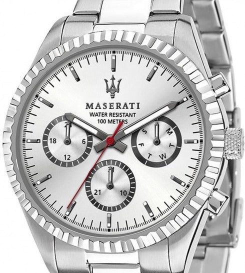 Maserati Competizione Silver Dial Stainless Steel Watch For Men - R8853100018