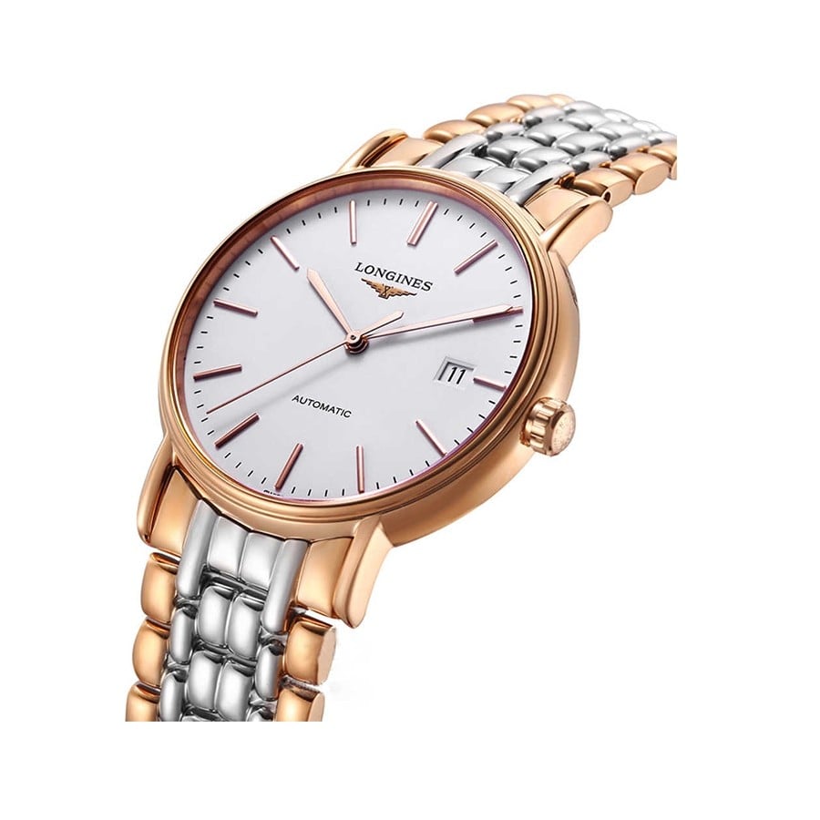 Longines Presence Automatic White Dial Two Tone Steel Strap Watch for Men - L4.921.1.12.7