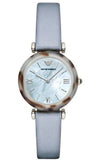 Emporio Armani AR11002 Gianni Quartz Women's Watch – White Dial & Light Blue Leather Strap