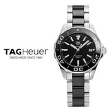 Tag Heuer Aquaracer Quartz Black Dial Two Tone Steel Strap Watch for Men - WAY131A.BA0913