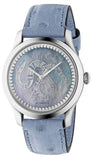 Gucci YA1264113 G-Timeless Automatic Women's Watch – Mother of Pearl Dial & Blue Leather Strap
