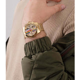 Guess Altitude Multifunction Gold Dial Gold Steel Strap Watch for Men - GW0434G1